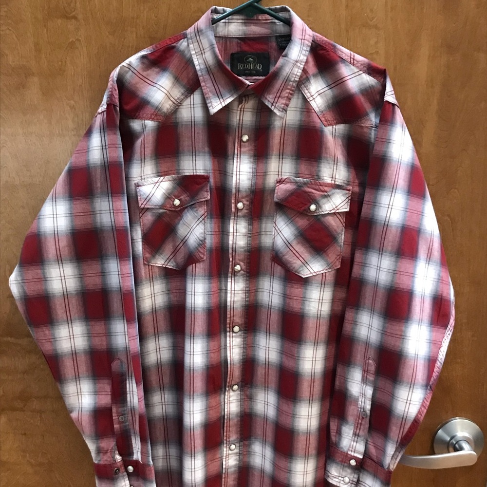 REDHEAD Men’s Long Sleeve Button Snap Shirt